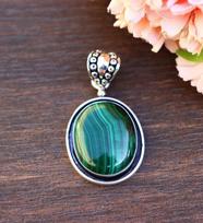 Beautiful Malachite Pendant/ Natural Malachite Gemstone Handmade Locket For Men And Women M žalia