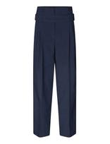 STINE GOYA - 2435 Pinstripe Tailoring, Belted Ta - Plačios kelnės - Tamsiai mėlyna