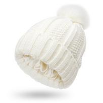 Winter Thick Hairball Women's Warm Windproof Hoodie Knitted Wool Hat One Size gray