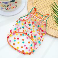 Pet Strap Sunscreen Vest Mesh Strawberries Dog Dog Cat Clothing Supplies Thin Teddy Bear Colorful Dot Top Puppy Clothes XXL beige