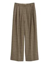 Gant - Checked Pleated Wool Blend Pants - Plačios kelnės - Ruda