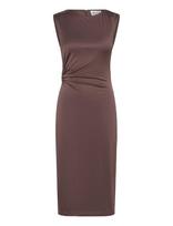 Malina - Marquis Ruched Cut Out Jersey Midi Dress - Iki kelių ir midi suknelės - Ruda