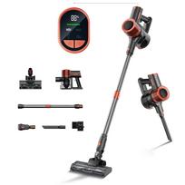 JIGOO C200 belaidis dulkių siurblys, 23 kPa siurbimo galia, 40 min. veikimo laikas, 2 darbo režimai, teleskopinis metalinis vamzdis ir LED žibintas, pilkas - ES kištukas C200 pilka/raudona