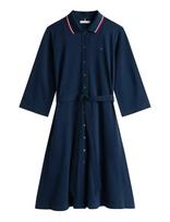 Tommy Hilfiger - Rwb Buttoned Ss Polo Drs 3/4 - Iki kelių ir midi suknelės - Tamsiai mėlyna