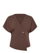 Vero Moda - Vmsonja Ss V-Neck Top Wvn Exp - Marškinėliai trumpomis rankovėmis - Ruda