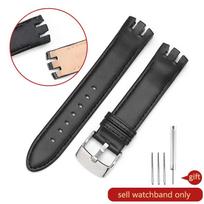 Curved Convex Interface Steel Butterfly Buckle Waterproof Wrist for Swatch Yts401/402403g Genuine Leather Cowhide 20mm Watchband 20mm