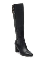 Lauren Ralph Lauren - Kennedi Burnished Leather Tall Boot Heel - Ilgaauliai batai - Juoda