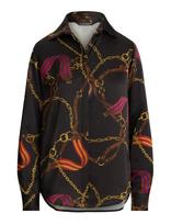 Lauren Ralph Lauren - Classic Fit Belting-Print Satin Shirt - Marškinėliai ilgomis rankovėmis - Juoda