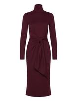 Lauren Ralph Lauren - Tie-Front Cotton-Blend Turtleneck Dress - Iki kelių ir midi suknelės - Raudona