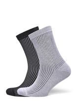 Organic Basics - Core Rib Contrast Socks 2-Pack - Įprastos kojinės - Pilka