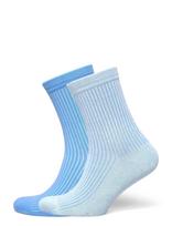 Organic Basics - Core Rib Contrast Socks 2-Pack - Įprastos kojinės - Mėlyna