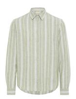 Blend - Bhbobby Linen Stripe - Laisvalaikio marškiniai - Žalia