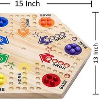 Board Game Double Sided Desktop Game Flying Chess Painted Educational Toy 4 and 6 Players Travel Toy Party Gifts Family Games geltona