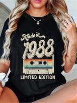 Retro kasetės marškinėliai Senovinio 80-ųjų 90-ųjų stiliaus Moteriški Retro kasetės grafikos spalvingo kasetės dizaino estetiški drabužiai S