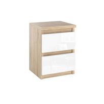 Bedside Cabinet Sonoma Oak White Gloss 30 Cm 2 Drawers Tv Table For Bedroom