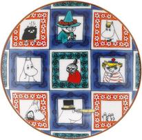MOOMIN Kutani Ware Small 10cm Diameter Japanese Day Birthday Moomin Scandinavian Yamaka Shoten (Moomin) Plate, Approx. (Cobblestone Pattern), tamsiai mėlyna spalva