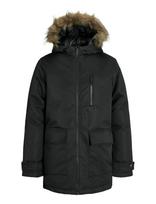 Jack & Jones - Jjcharlie Detachable Faux Fur Park Jnr - Parka stiliaus striukė - Juoda