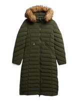 Superdry - Fuji Faux Fur Hooded Longline - Paminkštinta striukė - Žalia