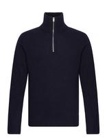 Lindbergh - Lambswool Half Zip Knit Oversize Collar - Megztinis su užtrauktuku - Tamsiai mėlyna
