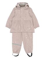 Mikk-line - Pu Glitter Rain Set W. Susp/104 - Lietaus drabužių komplektas - Rožinė