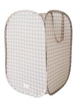3 Sprouts - 3 Sprouts Pop-Up Laundry Hamper, Gingham Beige - Sandėliavimo dėžė - Smėlio
