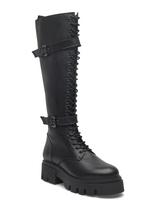Bianco - Biamia Knee High Lace Up Boot Smooth Leather - Ilgaauliai batai - Juoda