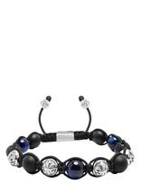 Nialaya - Men's Sterling Silver Beaded Bracelet With Matte Onyx, Lava Stone, And Blue Tiger Eye - Apyrankė - Mėlyna