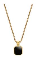 Nialaya - Gold Necklace With Square Onyx Pendant - Grandinėlė - Aukso