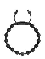 Nialaya - Men's Silver Beaded Bracelet With Matte Onyx & Cz Beads - Apyrankė - Juoda