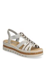 Rieker - Rieker Ladies' Sandals V4918-90 Silver/Platinum - Platforminės basutės - Sidabro