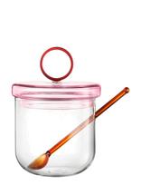 Muurla - Loop Sukkerskål Med Låg Og Ske 14 Cm, Klar/Pink/Amber - Virtuvės stiklainis - Rožinė