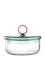 Muurla - Loop Lav Krukke Med Låg 12 Cm, Klar/Teal/Amber - Virtuvės stiklainis - Žalia