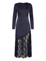 Malina - Suki Diagonal Cut Lace Midi Dress - Iki kelių ir midi suknelės - Tamsiai mėlyna