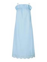 STINE GOYA - Light Cotton, Scalloped Strap Midi Dress - Iki kelių ir midi suknelės - Mėlyna