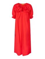 STINE GOYA - Solid Viscose, Puff Sleeve Detail Long Dress - Ilga suknelė - Raudona