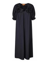 STINE GOYA - Solid Viscose, Puff Sleeve Detail Long Dress - Ilga suknelė - Tamsiai mėlyna