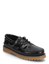Garment Project - Ollie Boat Shoe - Black Croco Leath - Mokasinai - Juoda