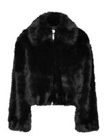 Monki - Chunky Zip Faux Fur Jacket - Dirbtinis kailis - Juoda