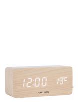 KARLSSON - Alarm Clock Block W. Phone Charger Led Light Wood Veneer, White Led - Žadintuvas