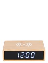 KARLSSON - Alarm Clock Flat W. Phone Charger Led Bamboo - Žadintuvas