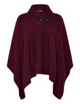 Lauren Ralph Lauren - Buckle-Trim Wool-Blend Sweater Poncho - Pončas - Burgundiška splava