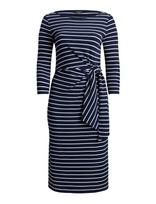 Lauren Women - Striped Tie-Front Cotton-Blend Dress - Iki kelių ir midi suknelės - Tamsiai mėlyna