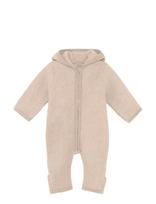 Huttelihut - Pram Suit Ears Cot. Fleece - Flisinis kombinezonas - Smėlio