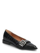 Bianco - Biavictoria Buckle Ballet Flat Croco Embossed Leather - Balerinos bateliai - Juoda