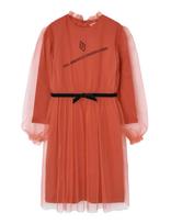 THE ANIMALS OBSERVATORY - Tulle Tortoise Kid Midi Dress Red - Suknelė ilgomis rankovėmis - Raudona