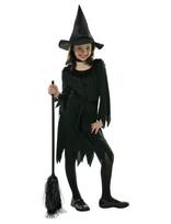 IPK - Children's Witch Costume; Dress, Hat And Belt 104-114 Cm - Personažų kostiumas - Juoda