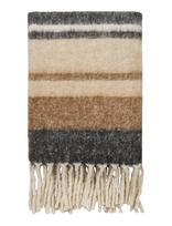 House Nordic - Jorun - Plaid, Wool Mix, Black/Brown, 130X170 Cm - Antklodė ir užtiesalas - Marga / raštuota