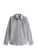 Tommy Jeans - Tjm Reg Linen Blend Shirt Ext - Lininiai marškiniai - Pilka