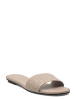 Calvin Klein - Org Flat Sndl One Bar Lth Aop - Plokščiapadžiai sandalai - Smėlio