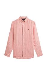 Tommy Hilfiger - Linen Bengal Stripe Rf Shirt - Lininiai marškiniai - Koralinė spalva
